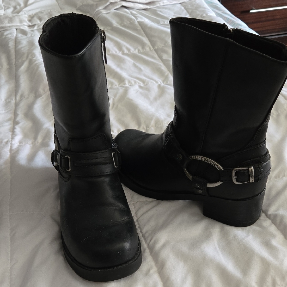 Harley-Davidson Black Leather Moto Boots
